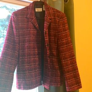 Women’s red checkered blazer size 8